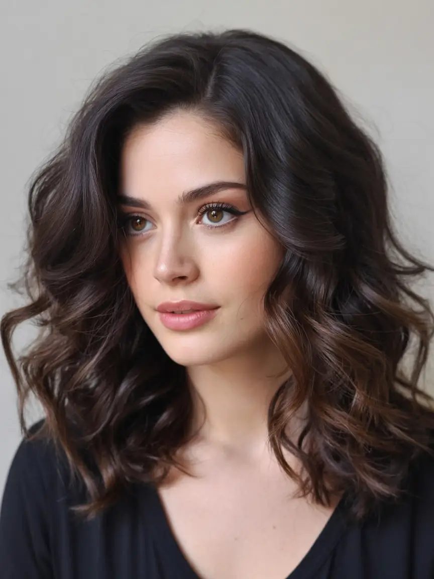 stylish spring haircut for wavy hair 2026 Polished Voluminous Waves With Classic Definition