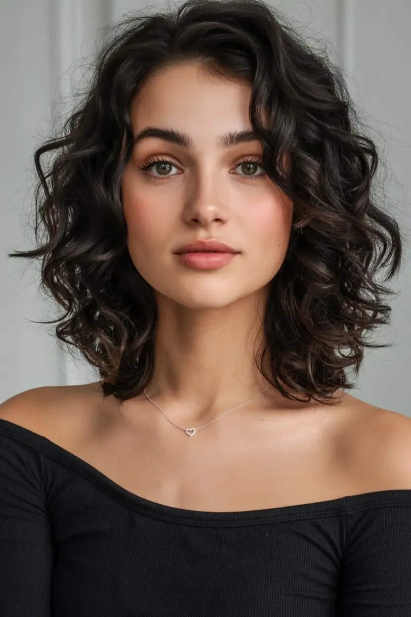 stylish spring haircut for wavy hair 2026 Curly Parisian Bob With Soft Natural Volume
