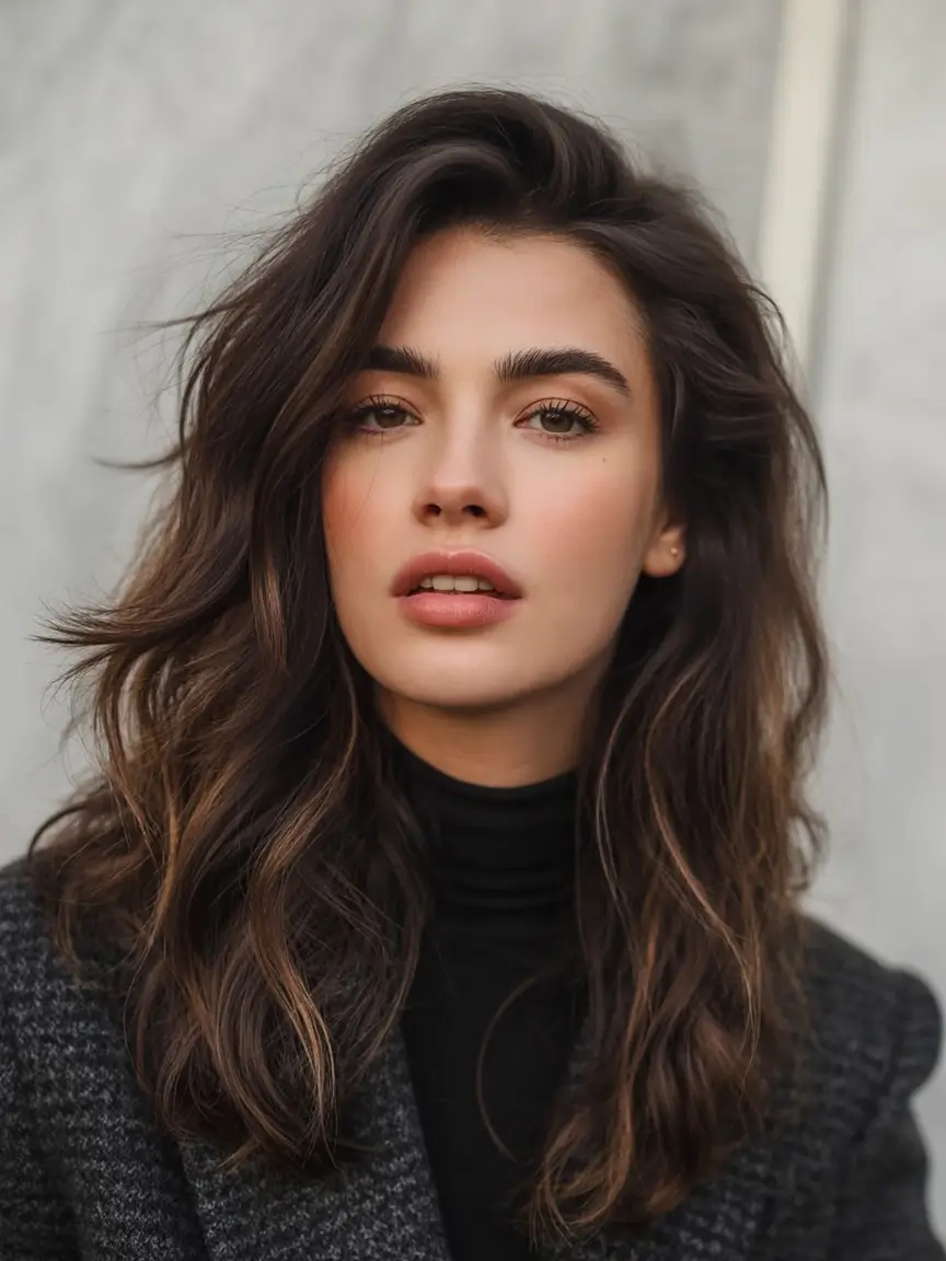 stylish spring haircut for wavy hair 2026 Dimensional Brunette Waves With Elevated Ease