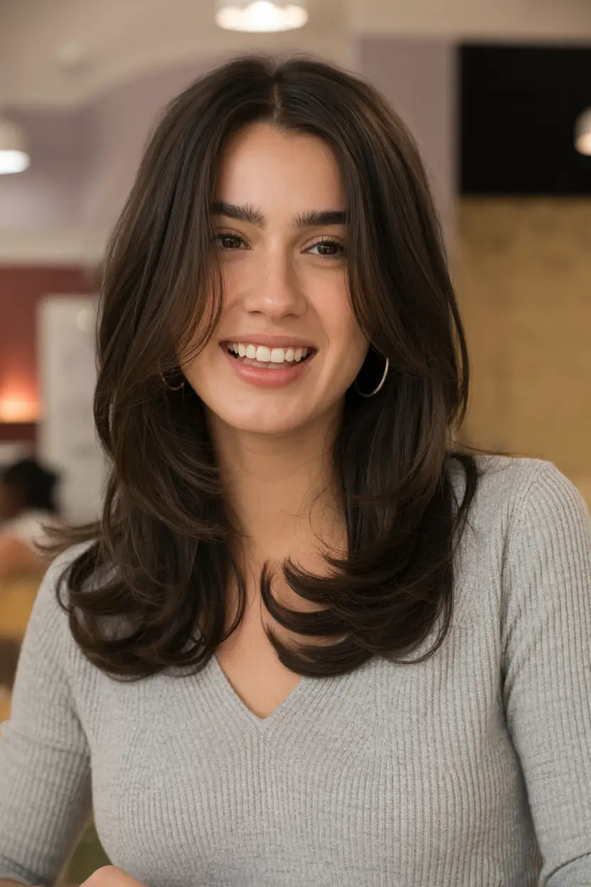 stylish spring haircuts for oval face shape 2026 Balanced Layers with Soft Curtain Volume