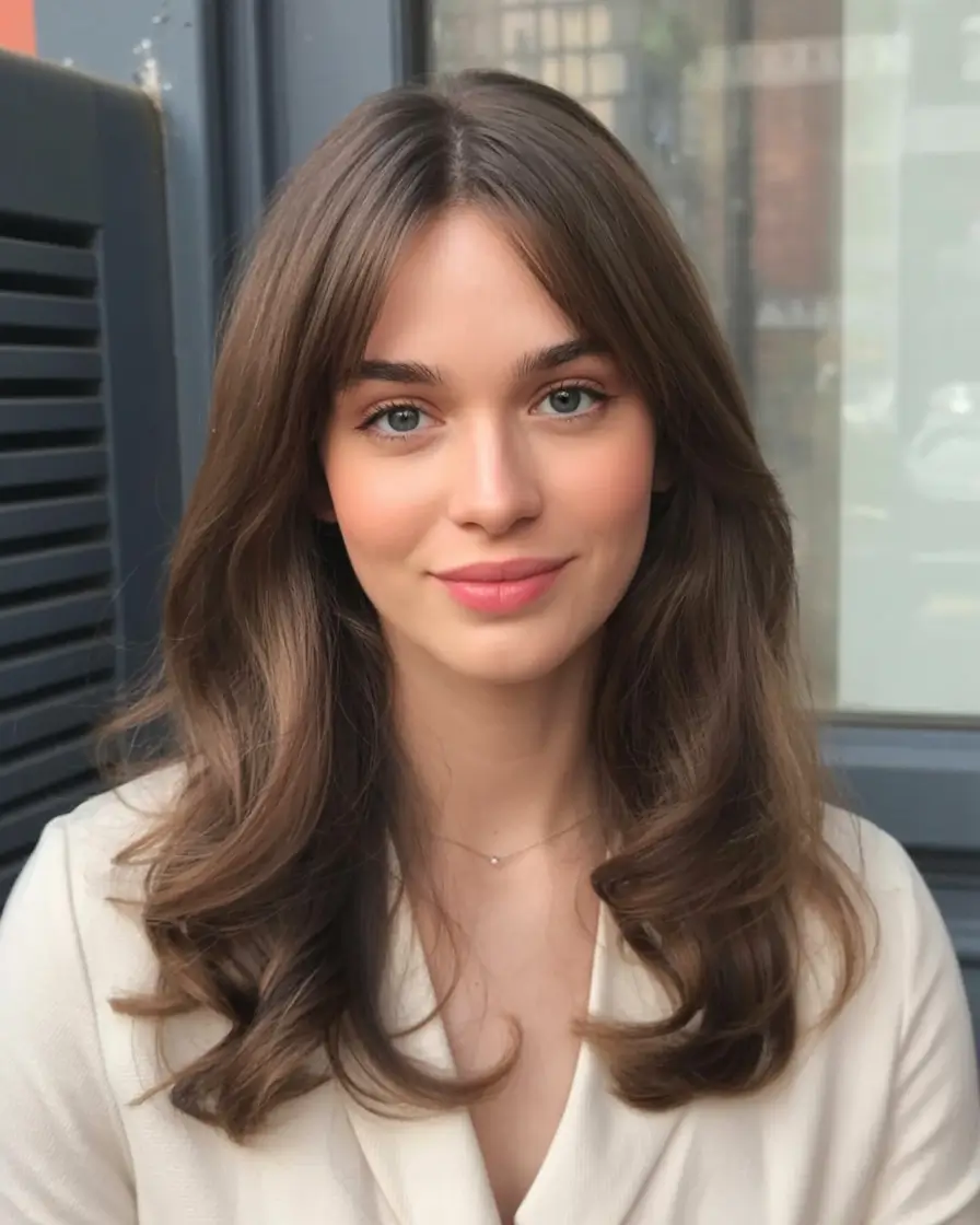 stylish spring haircuts for oval face shape 2026 Silky Long Layers with Curled Ends