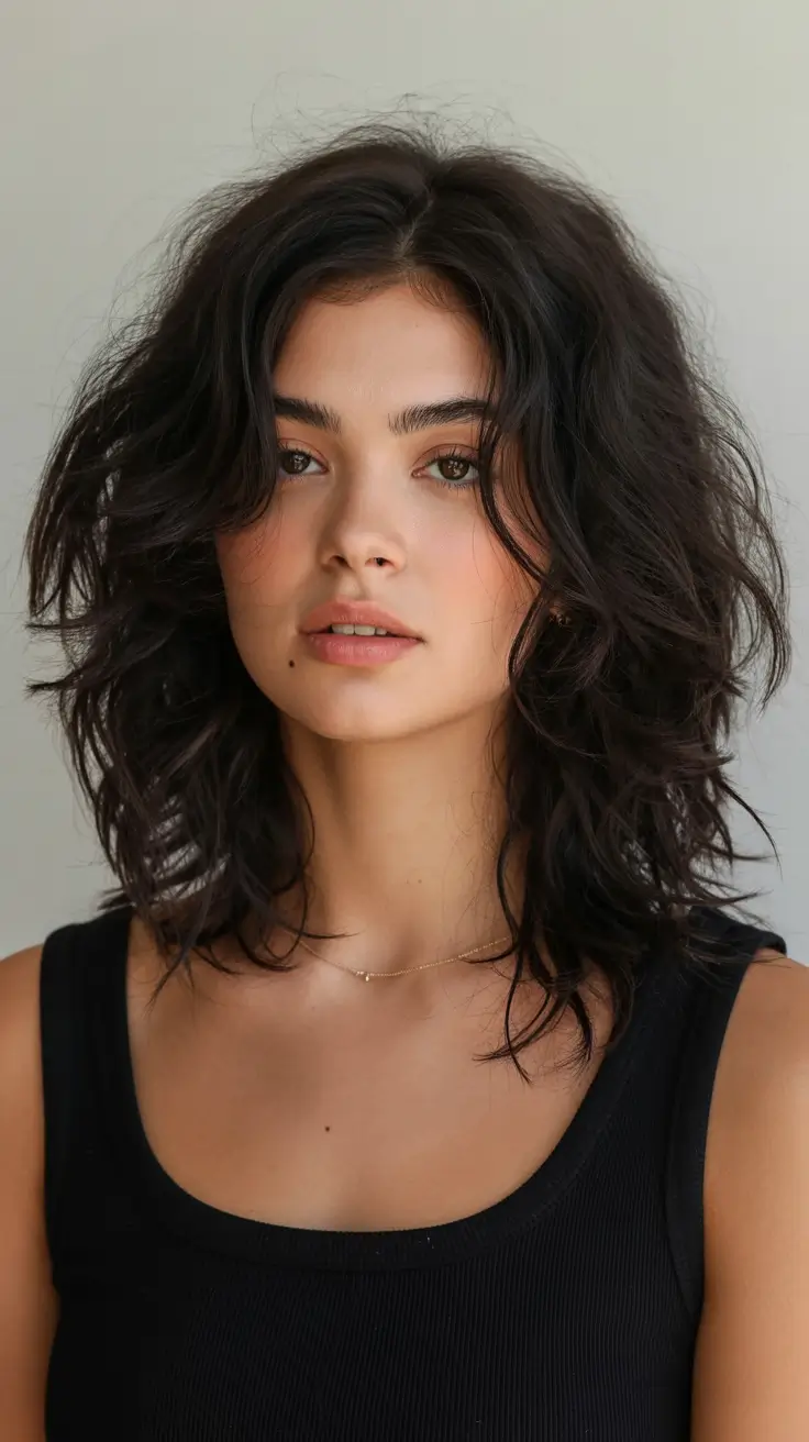 stylish spring haircuts for oval face shape 2026 Wavy Shag with Softly Defined Curls