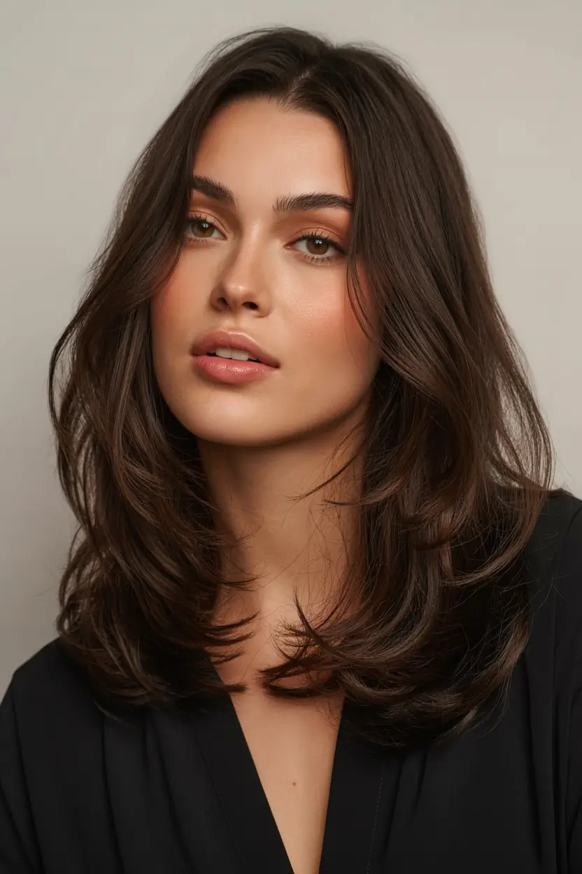 stylish spring haircuts for oval face shape 2026 Soft Cascading Layers with Quiet Glamour