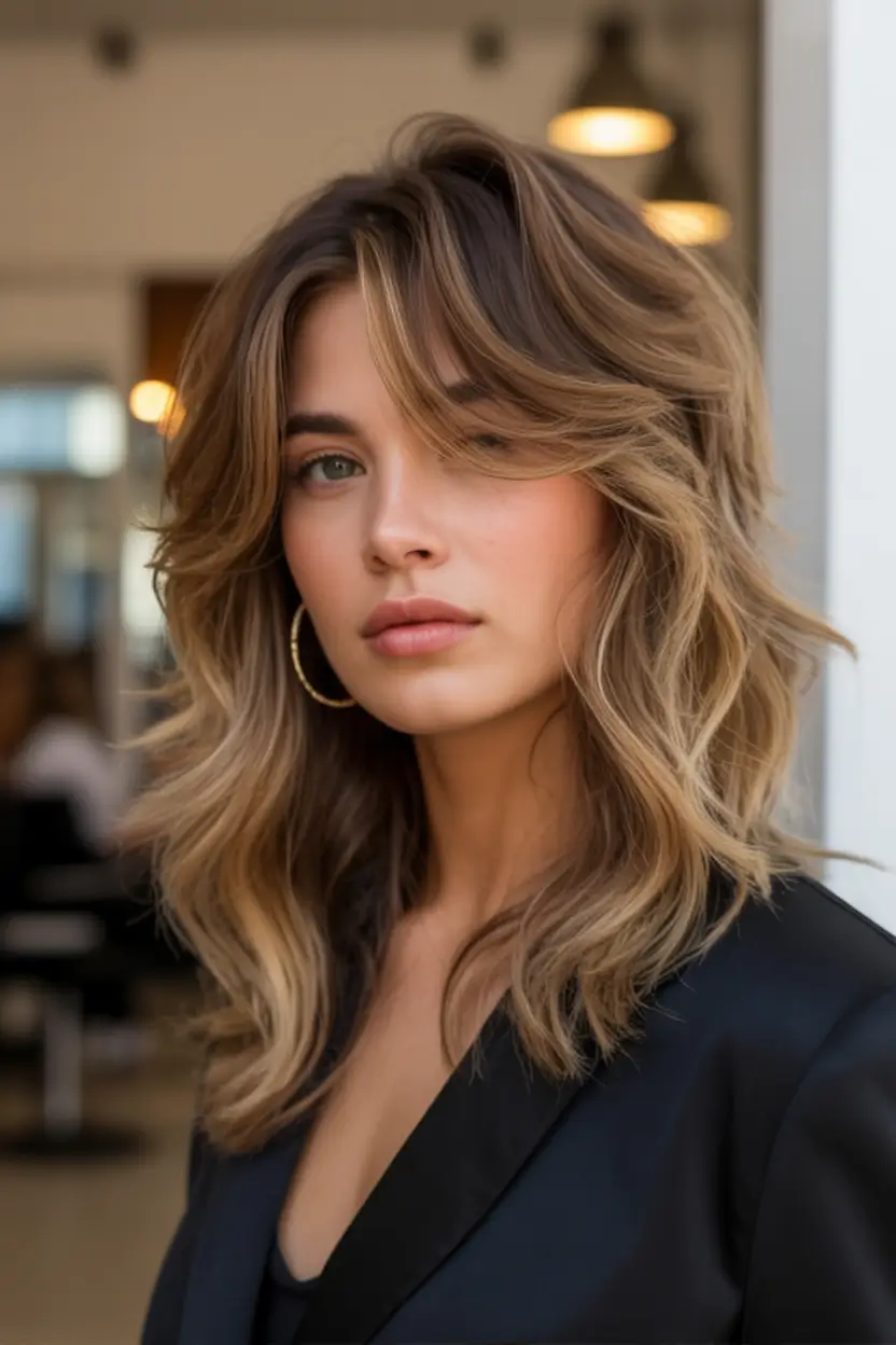 stylish spring haircuts for oval face shape 2026 Textured Shag-Lite with Brightened Edges