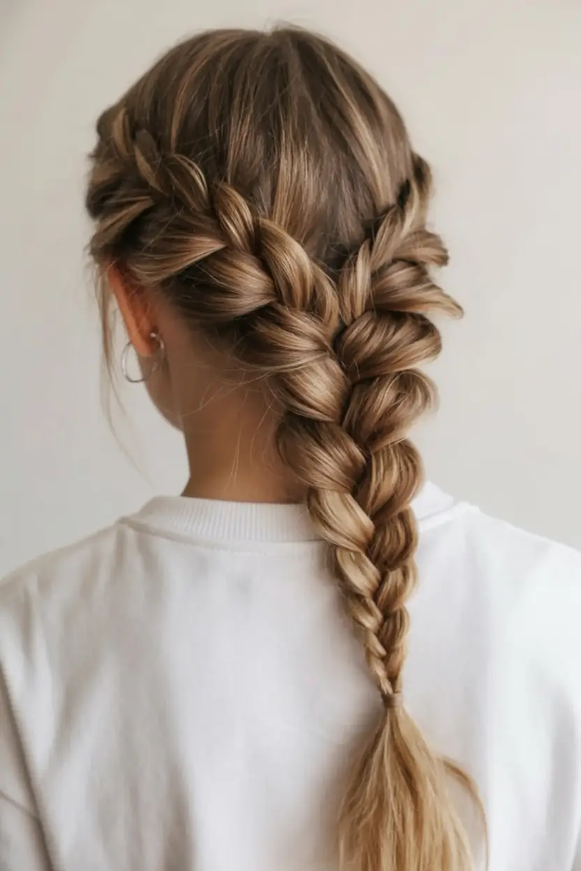 top spring braids hairstyle 2026 Soft Crossed Braids Merging into a Single Spring Plait