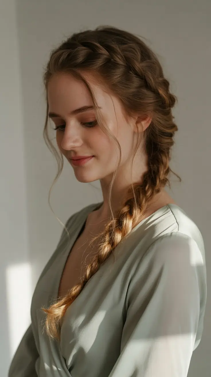 top spring braids hairstyle 2026 Romantic Twisted Side Braid with Whisper-Soft Tendrils