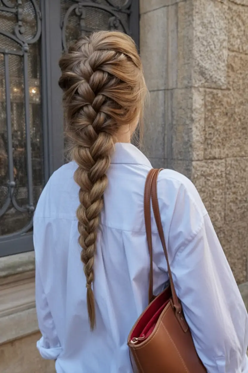 top spring braids hairstyle 2026 Full Airy French Braid with Soft Texture