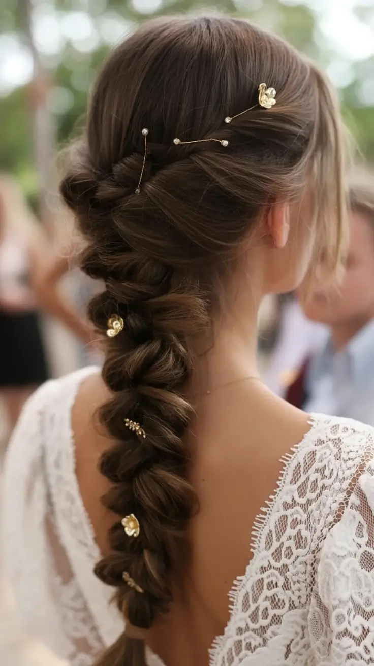 top spring braids hairstyle 2026 Boho-Inspired Spring Braid with Gold Floral Accents