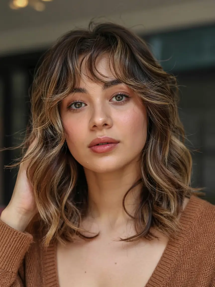 trending spring haircuts for plus size women 2026 Wispy French Fringe with Light Layers