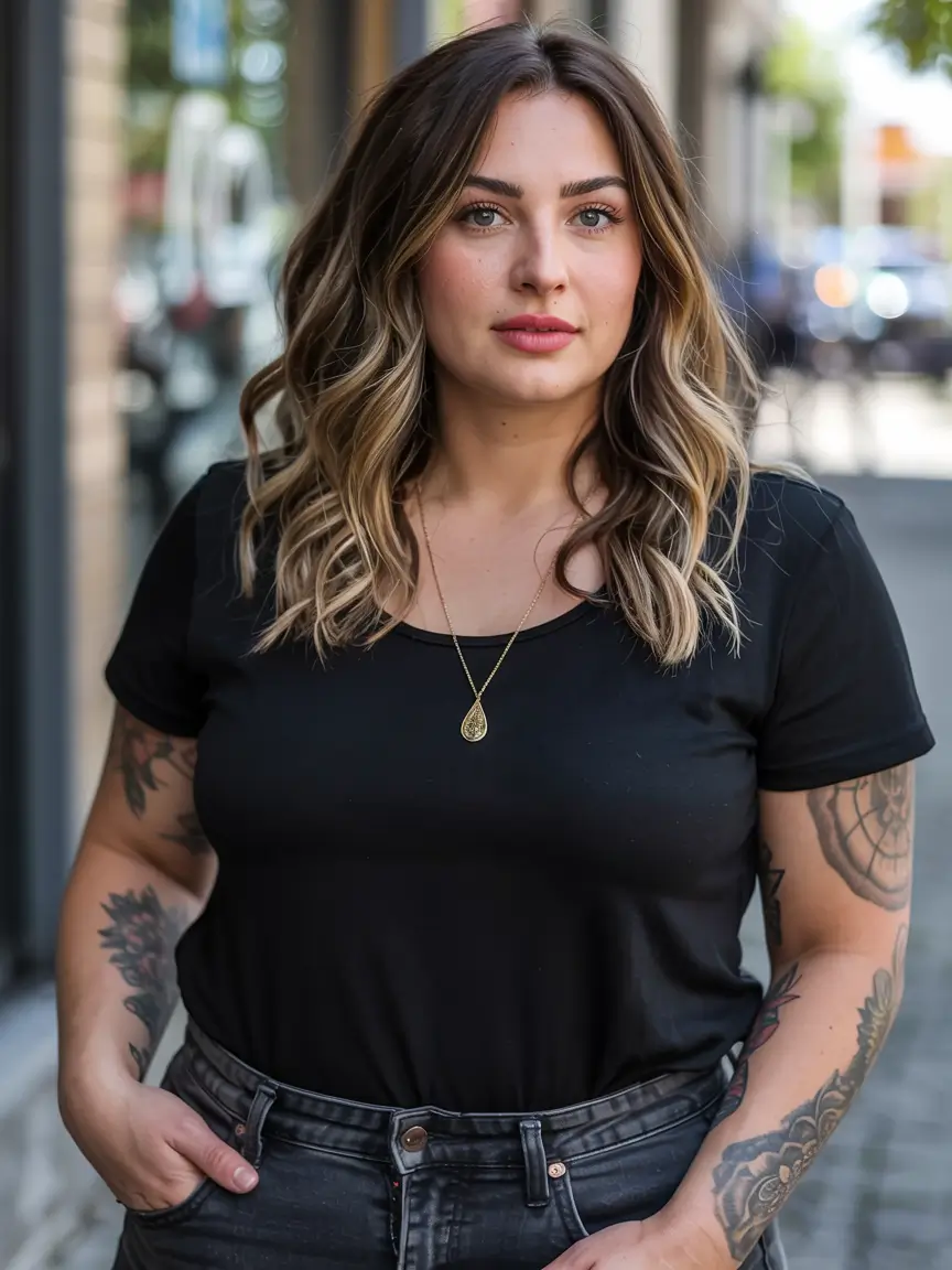 trending spring haircuts for plus size women 2026 Modern Layers with Bold Money Piece