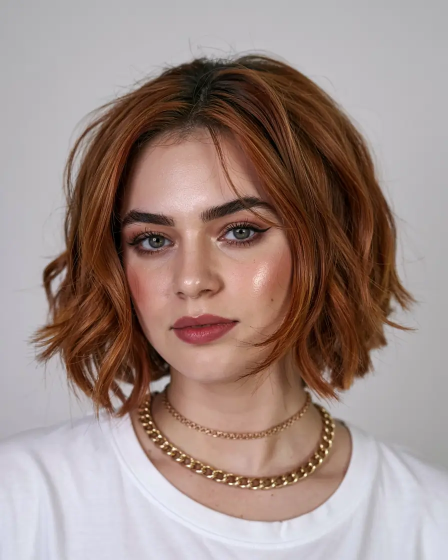trending spring haircuts for plus size women 2026 Copper Bob with Subtle Dimension