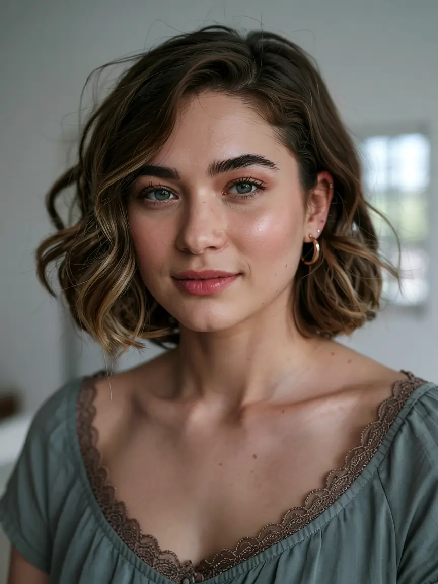 trending spring haircuts for plus size women 2026 Casual Textured Bob with Natural Highlights