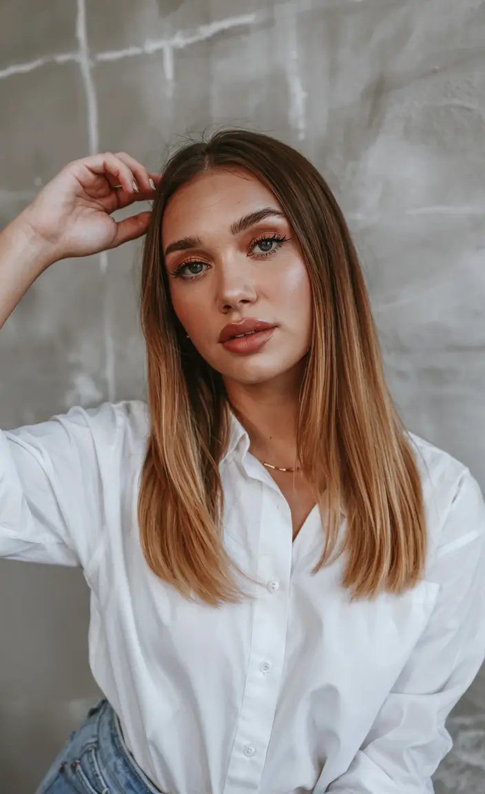 trending spring haircuts for plus size women 2026 Buttery Straight Layers with Center Part