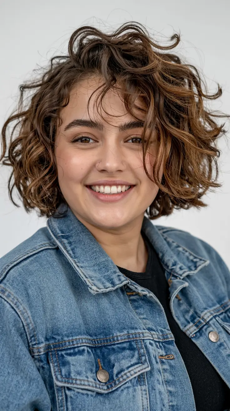 trending spring haircuts for plus size women 2026 Curly Sculpted Crop with Volume Layers