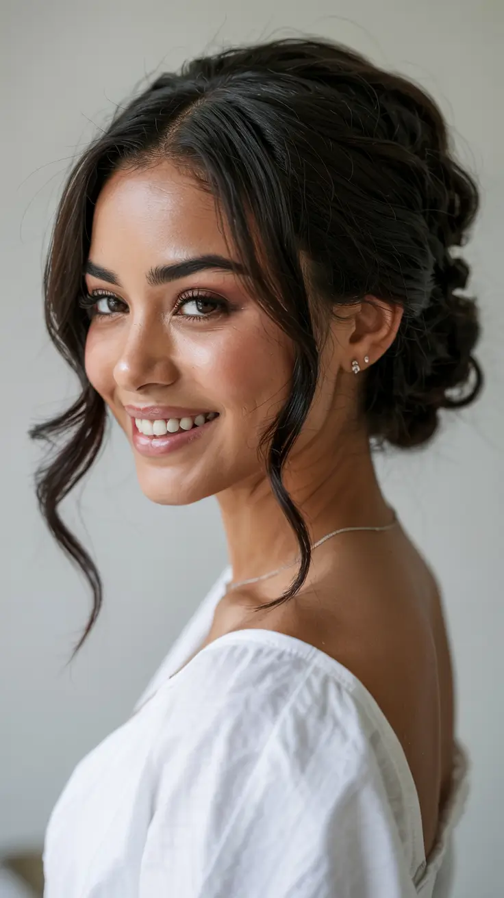 trending spring hairstyle for black women 2026 Romantic Twisted Updo With Face-Framing Layers