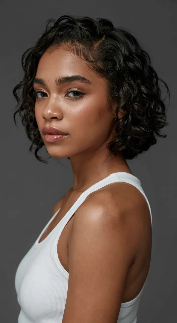 trending spring hairstyle for black women 2026 Short Defined Curls With Natural Edge Softness