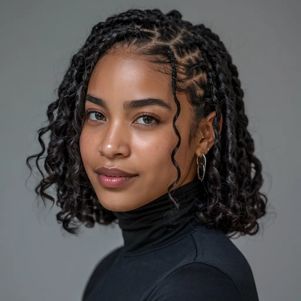 trending spring hairstyle for black women 2026 Soft Shoulder-Length Twists With Natural Curl Definition