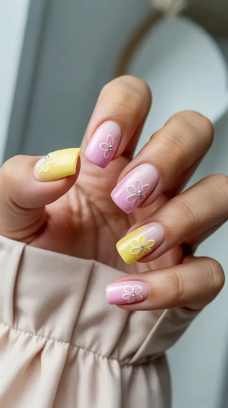 trendy nails for spring 2026 Sweet Sorbet Florals