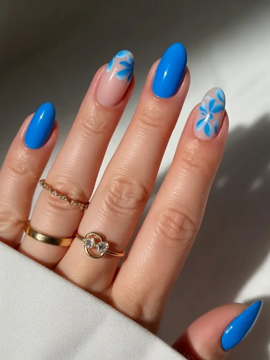trendy nails for spring 2026 Blue Bloom Energy