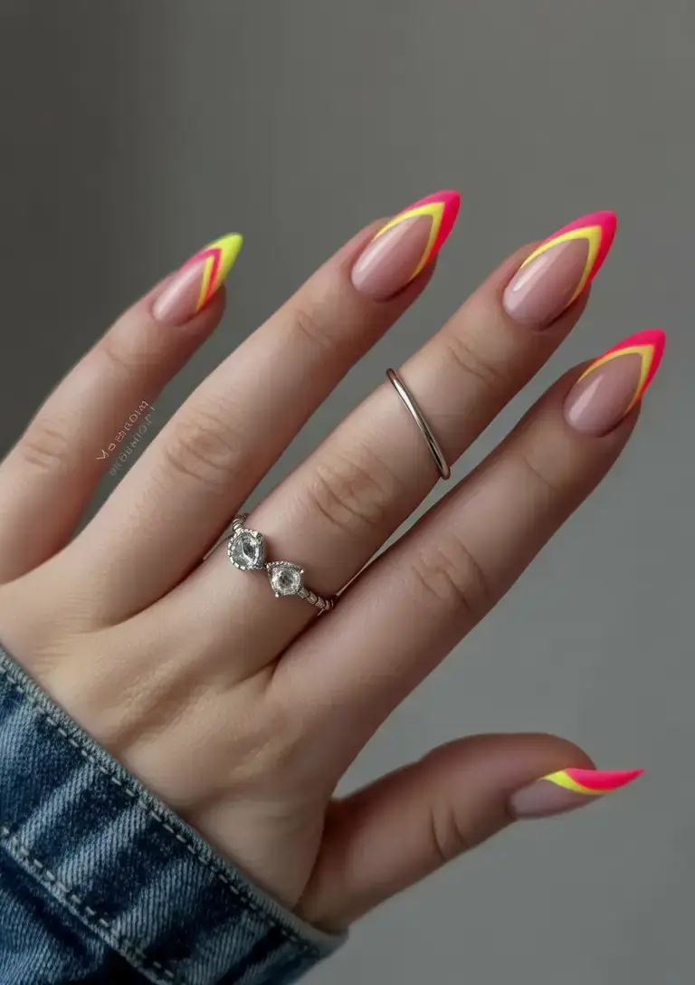 trendy nails for spring 2026 Neon French With an Edge