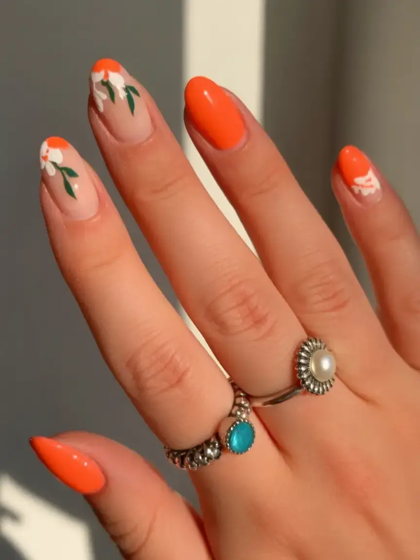 trendy nails for spring 2026 Orange Bloom Vibe