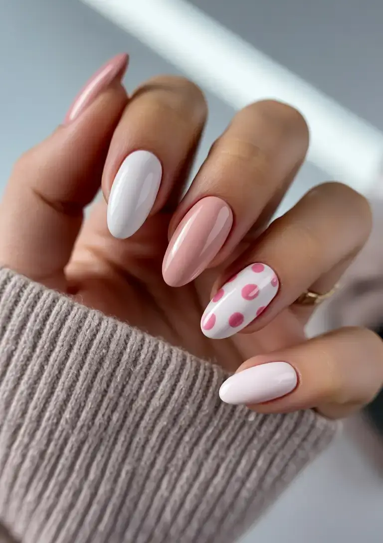 trendy nails for spring 2026 Modern Dot Pop