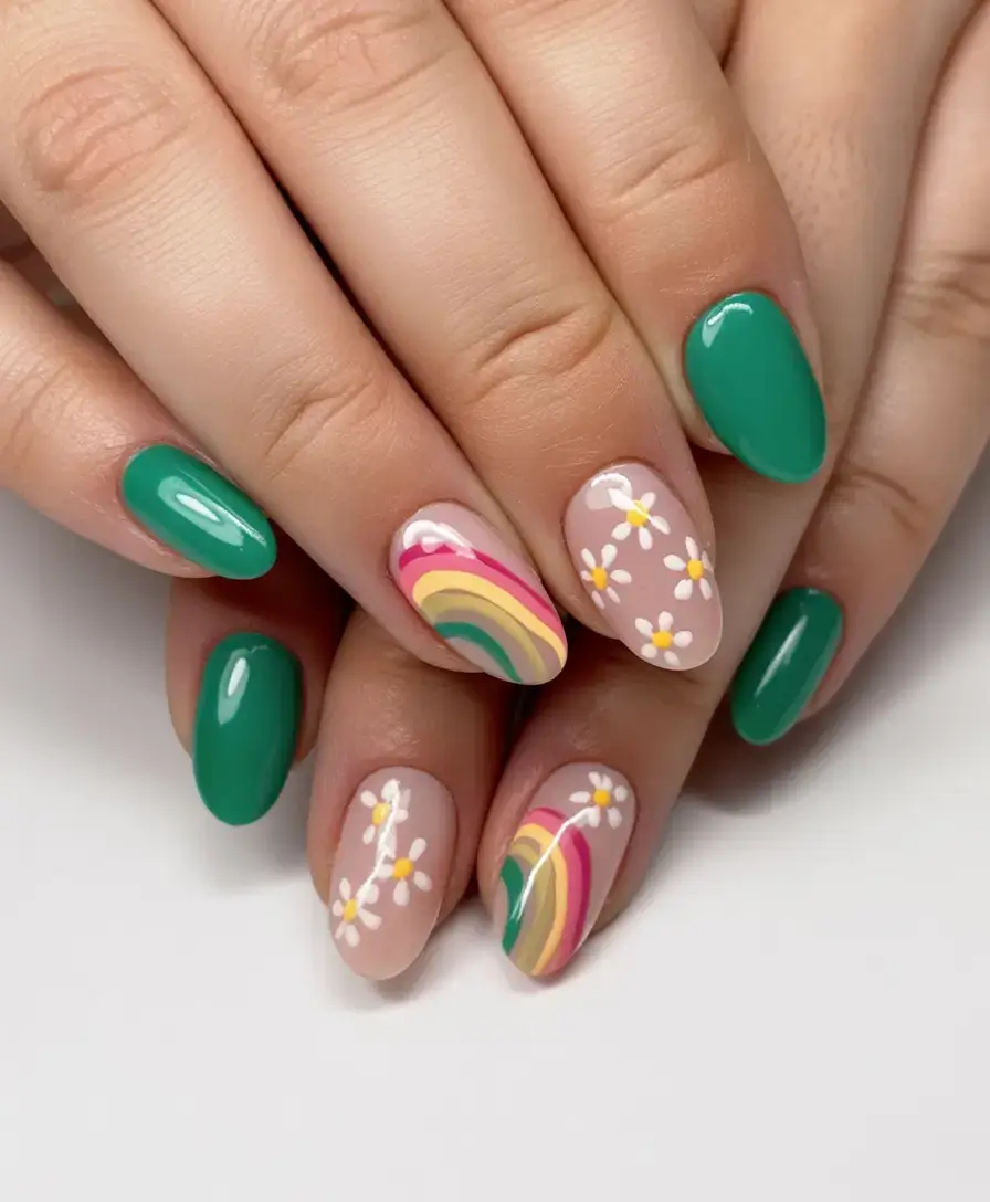 trendy nails for spring 2026 Spring Rainbows & Daisies