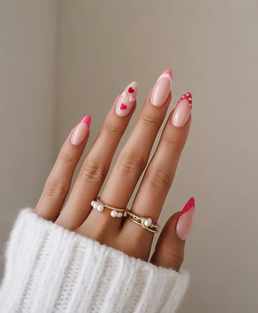 trendy nails for spring 2026 Hearts & Curves in Candy Pink