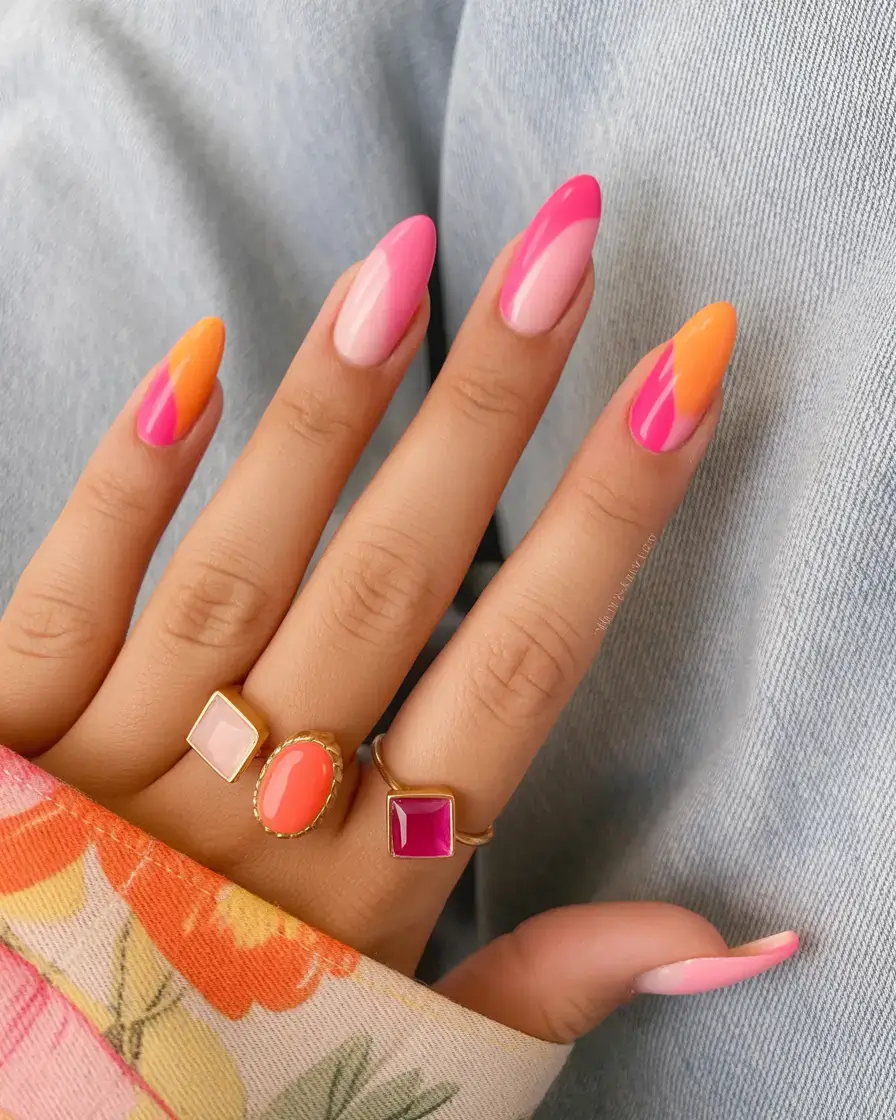 trendy nails for spring 2026 Sunset Sorbet Swirls