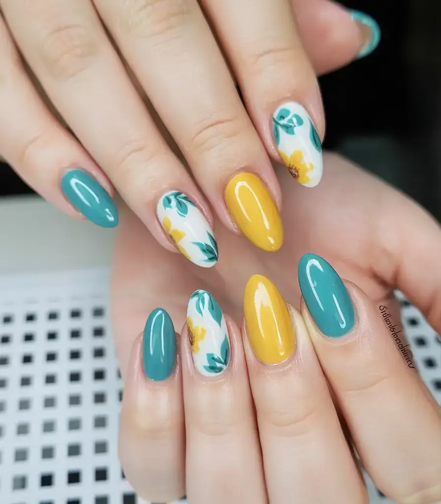 trendy nails for spring 2026 Botanical Garden Pop