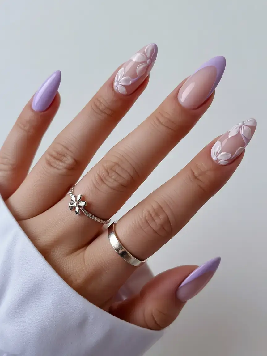 trendy nails for spring 2026 Lavender Petal Veil