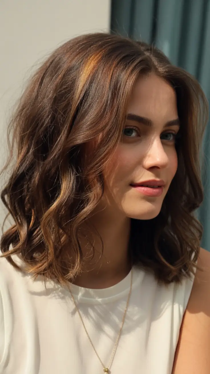 up to date spring short hairstyles 2026 Radiant Cinnamon-Warm Wavy Bob With Subtle Highlights