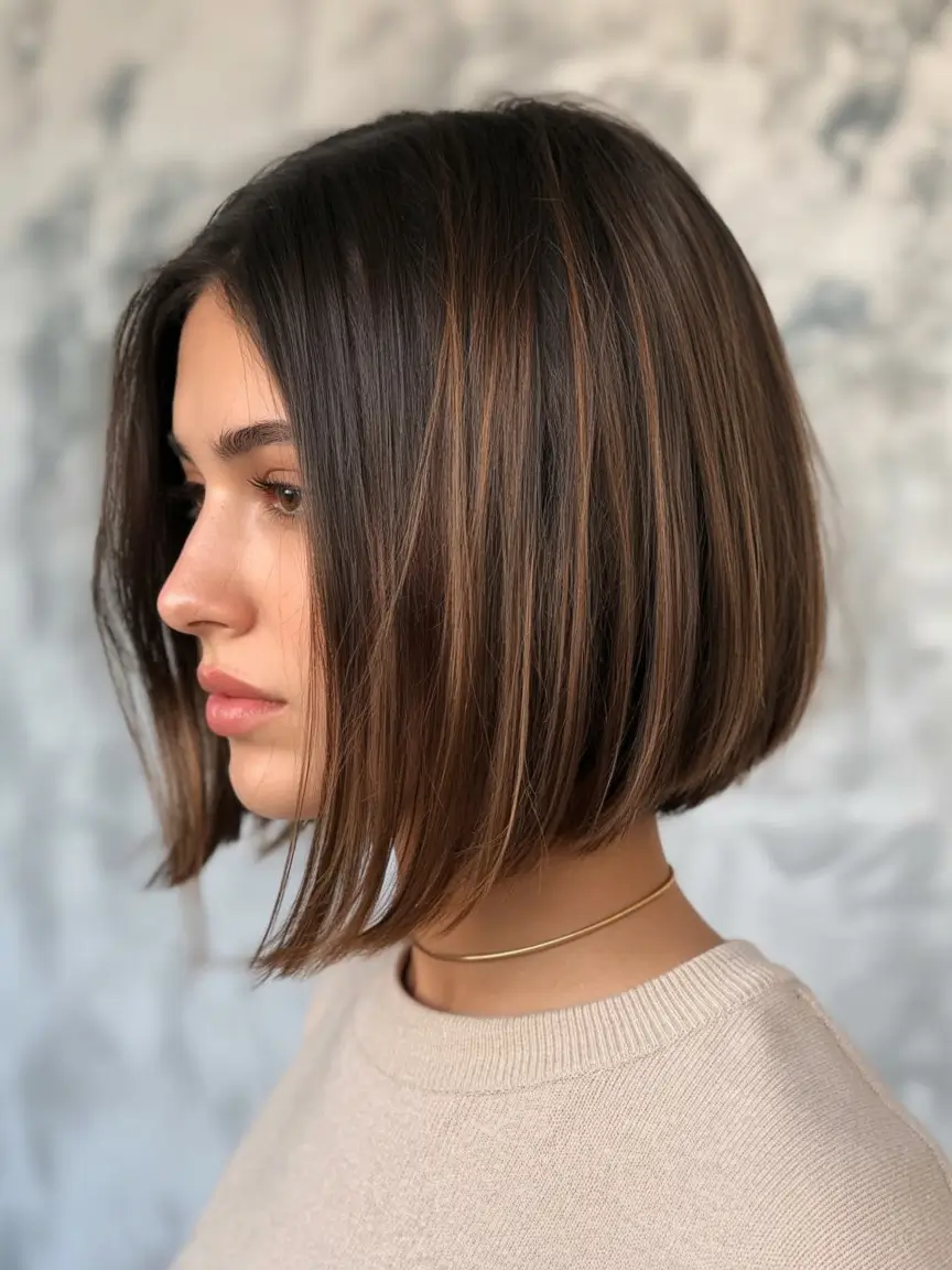 up to date spring short hairstyles 2026 Classic Contour Bob With Subtle Brunette Ribboning