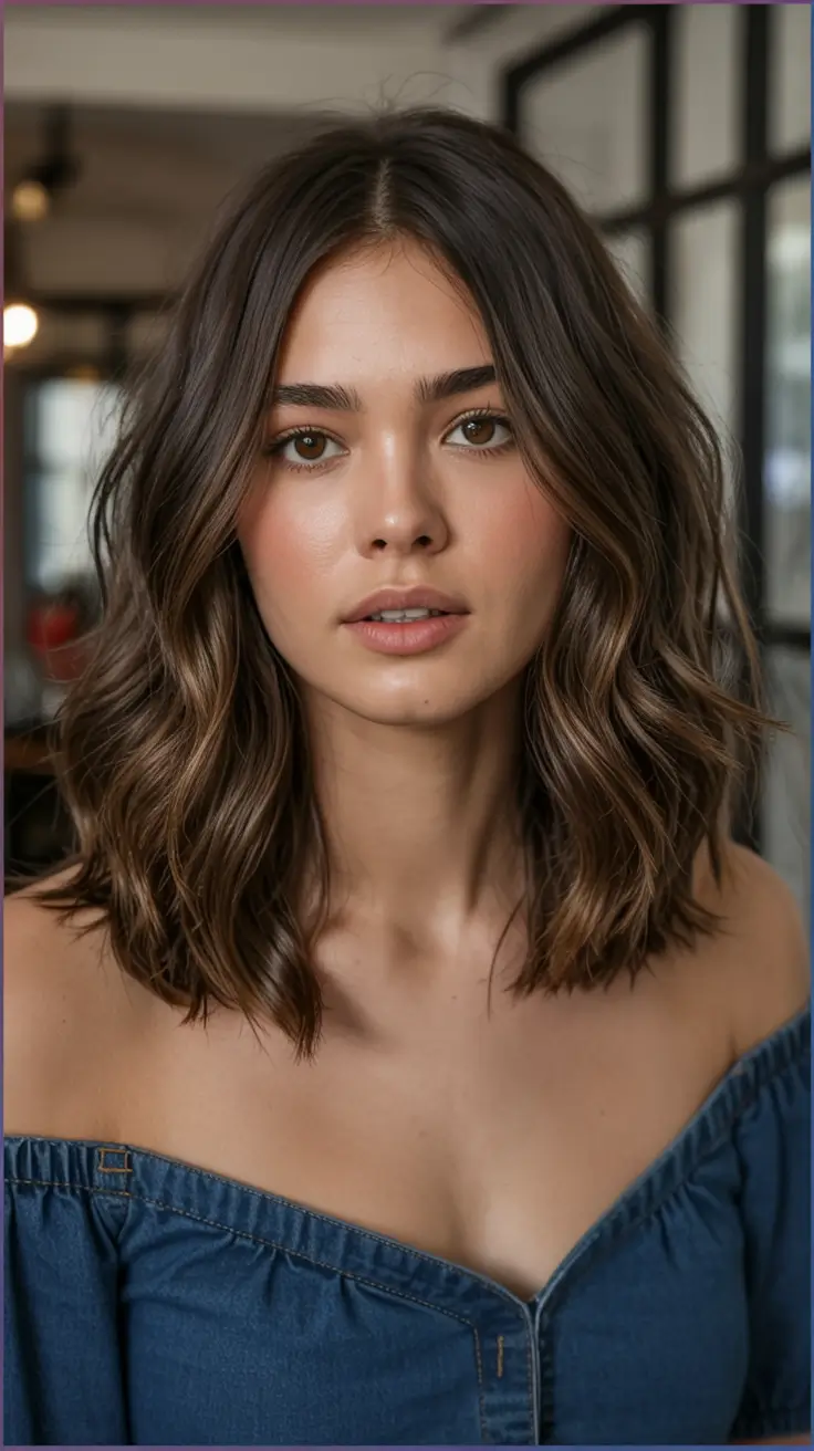 up to date spring short hairstyles 2026 Softly Sculpted Shoulder-Grazing Waves With Cocoa Dimension