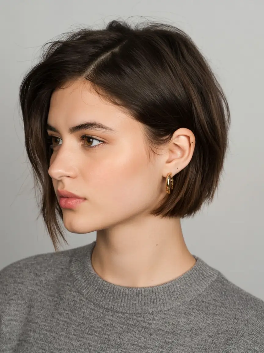 up to date spring short hairstyles 2026 Clean Side-Parted Minimalist Bob