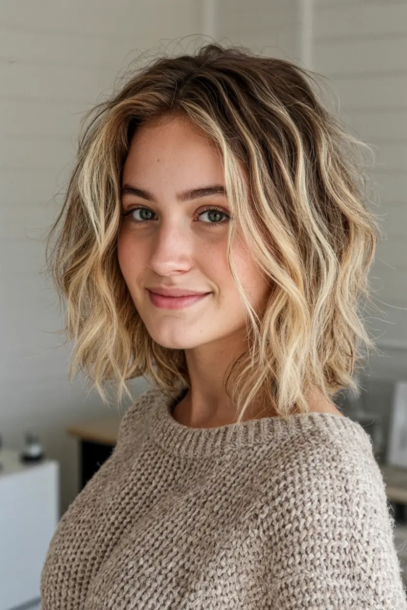 up to date spring short hairstyles 2026 Beachy Honey-Blonde Bob With Soft Diffused Texture