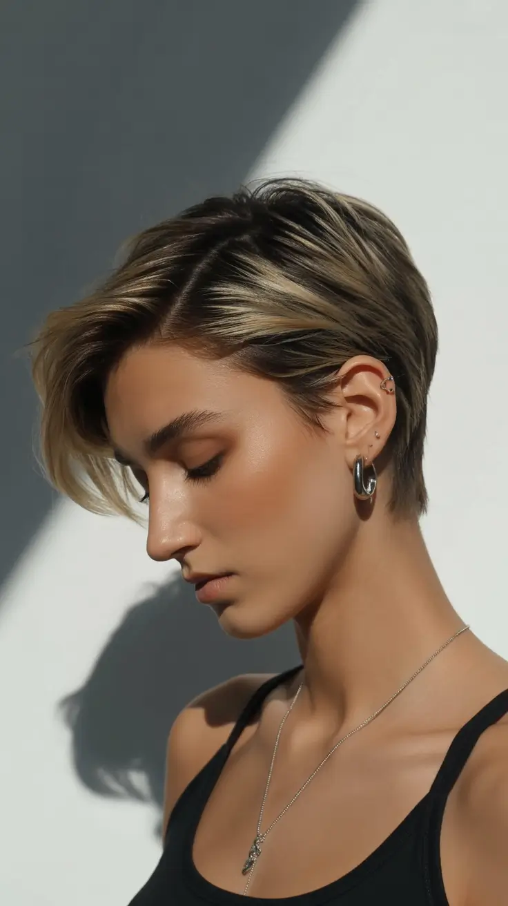 up to date spring short hairstyles 2026 Sculpted Pixie With Dimensional Highlights