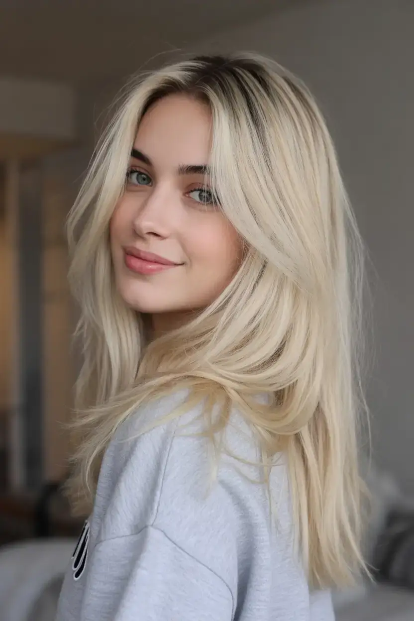 vibrant spring blonde hair color 2026 Soft Platinum with Layered Face Framing