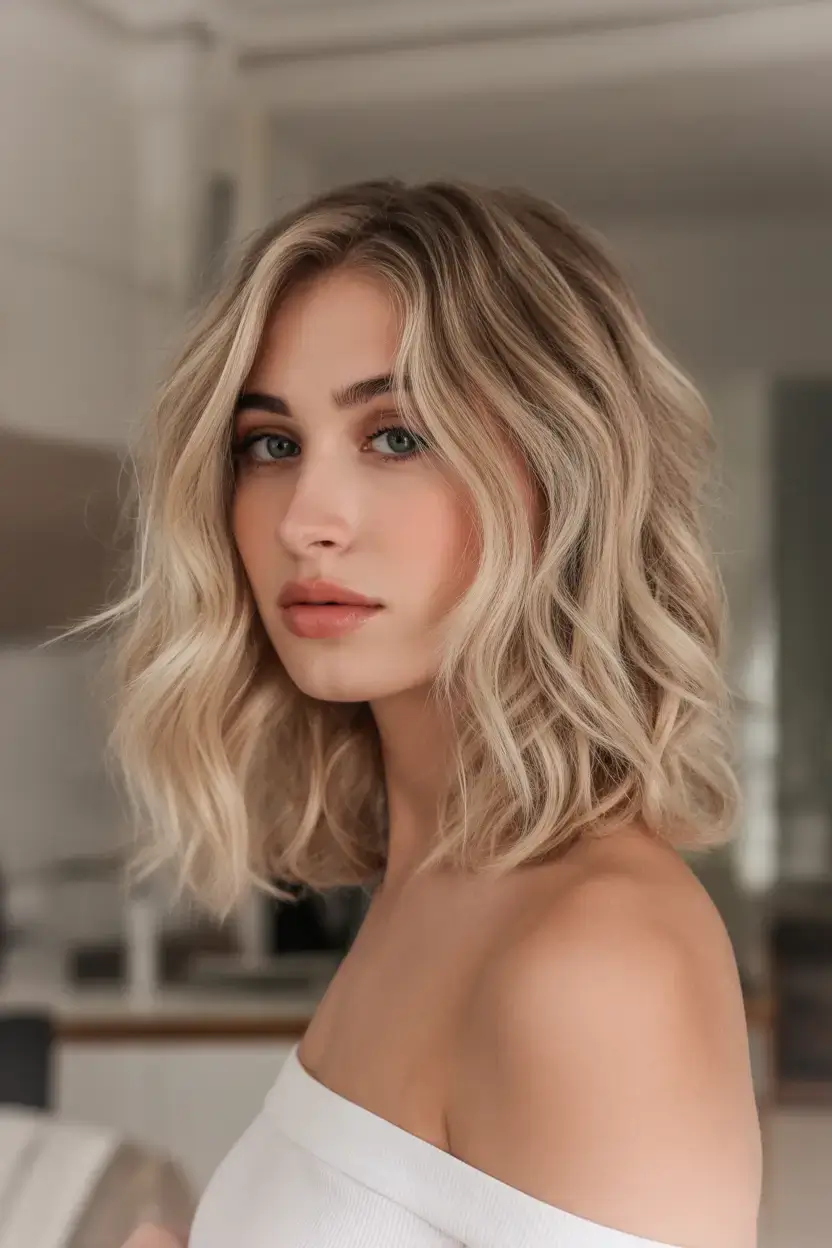 vibrant spring blonde hair color 2026 Textured Buttery Blonde Bob