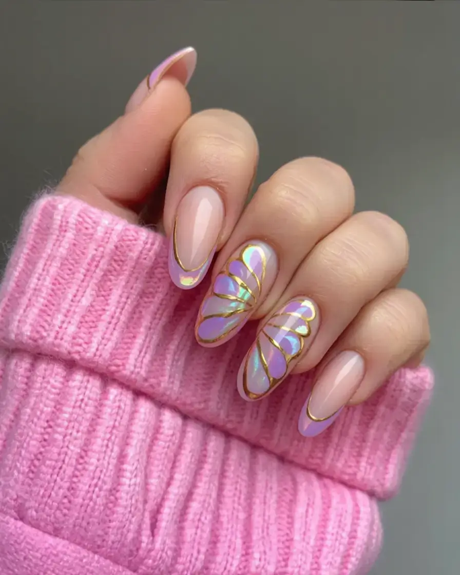 vibrant spring gel nails 2026 Petal Prism Lines