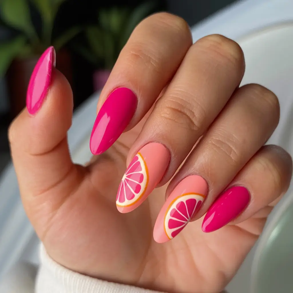 vibrant spring gel nails 2026 Grapefruit Gloss Goals