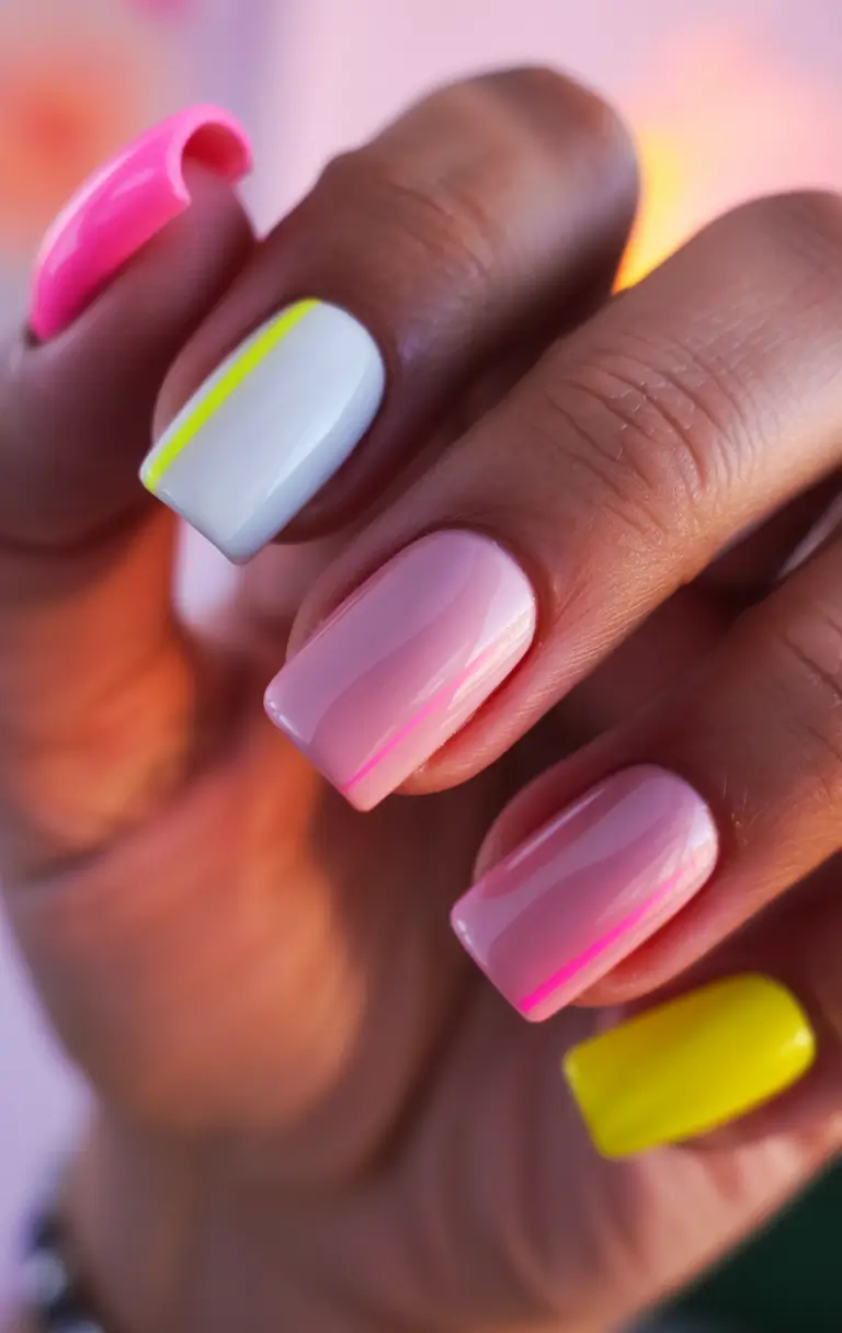 vibrant spring gel nails 2026 Electric Harmony Mix