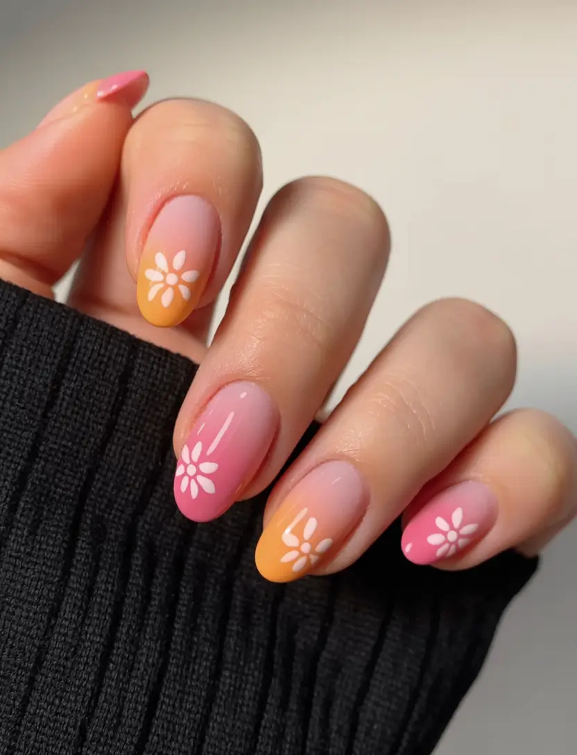 vibrant spring gel nails 2026 Daisy Dip Ombre