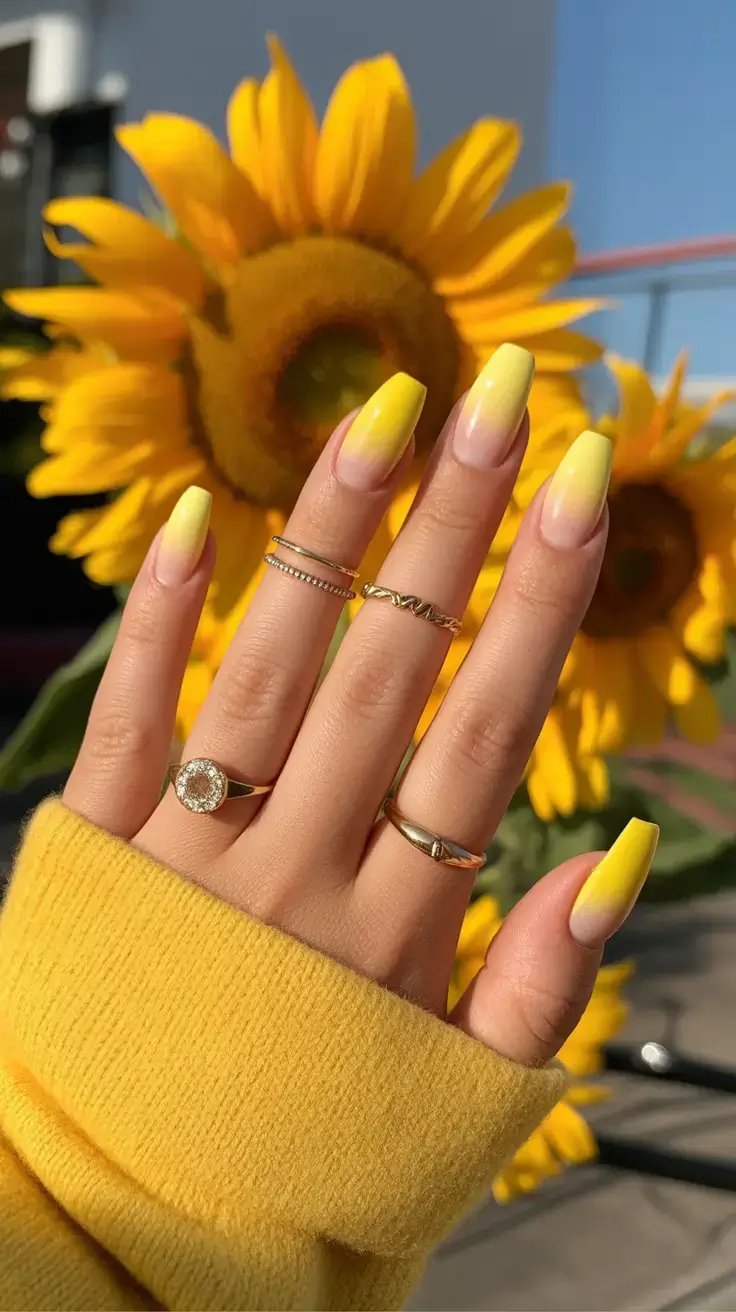 vibrant spring nail design 2026 Sunbeam Fade