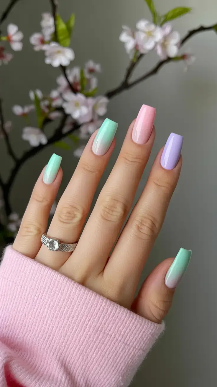 vibrant spring nail design 2026 Pastel Cloud Dip