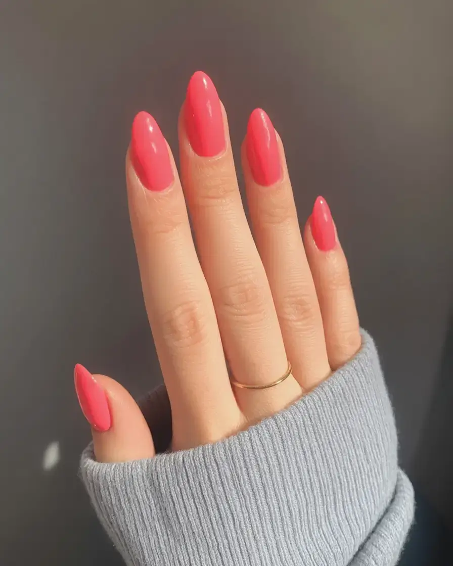 vibrant spring nail design 2026 Coral Crush Simplicity