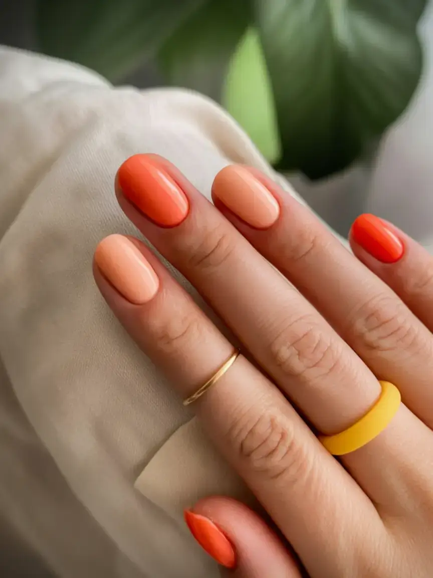 vibrant spring nail design 2026 Clementine Gradient