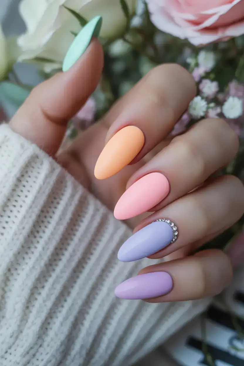 vibrant spring nail design 2026 Soft Sorbet with a Spark