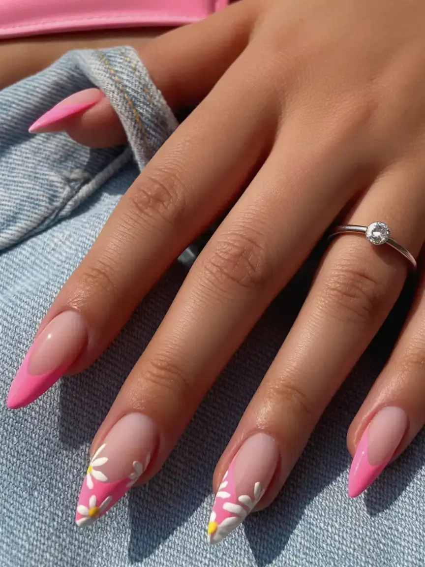 vibrant spring nail design 2026 Floral French Revival