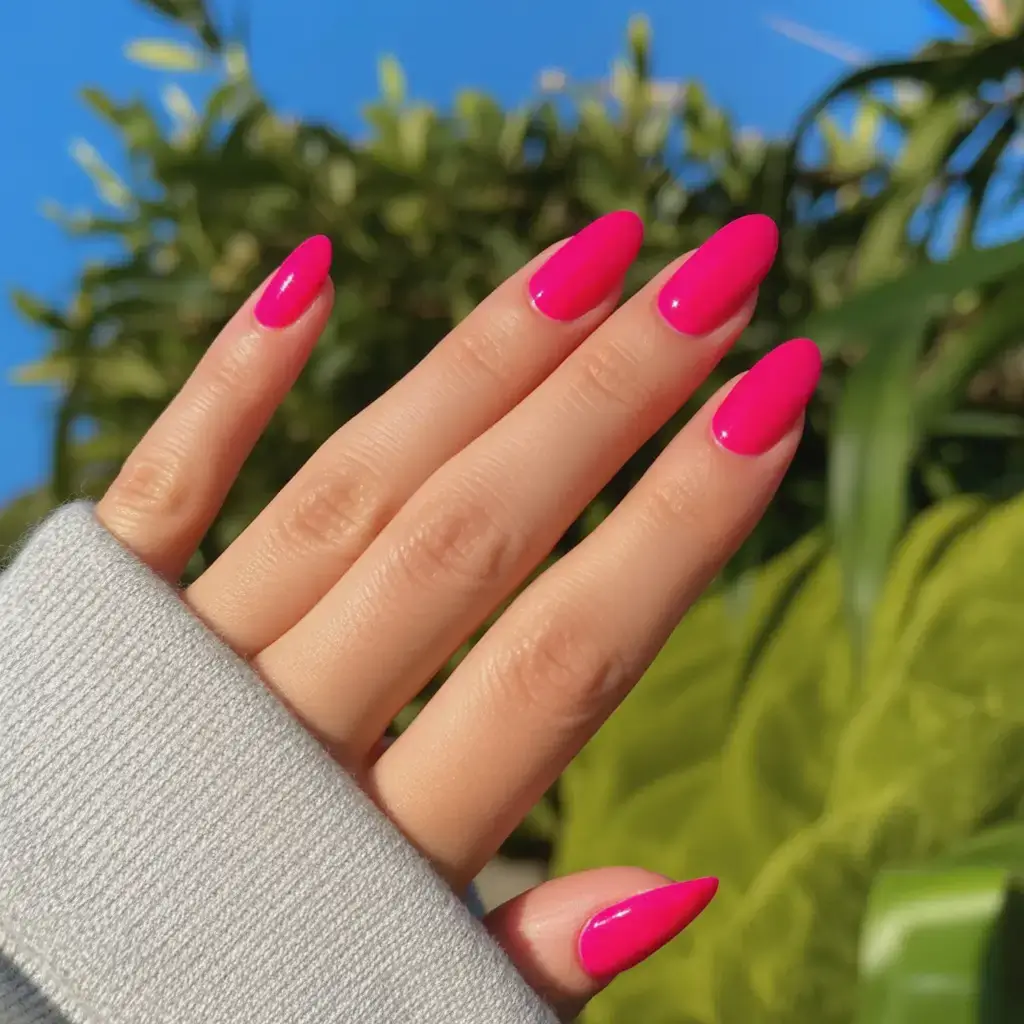 vibrant spring nail design 2026 Hot Pink in the Sunshine